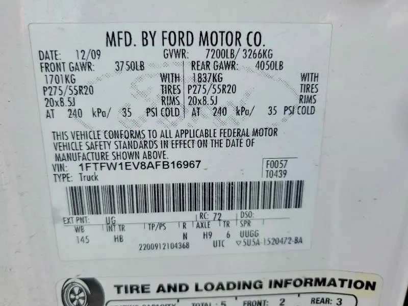 2010 FORD F150 SUPERCREW  