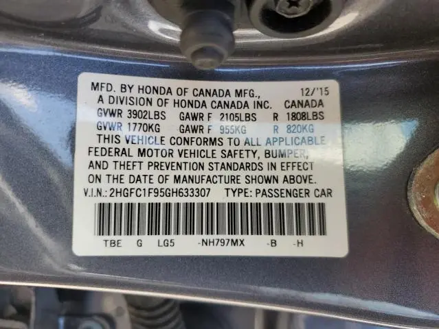 2016 HONDA CIVIC TOURING  