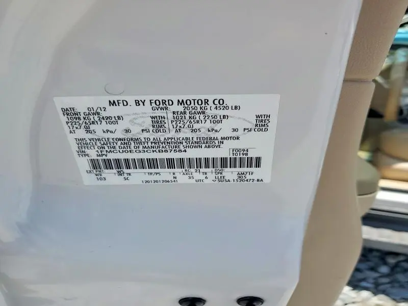 2012 FORD ESCAPE LIMITED  