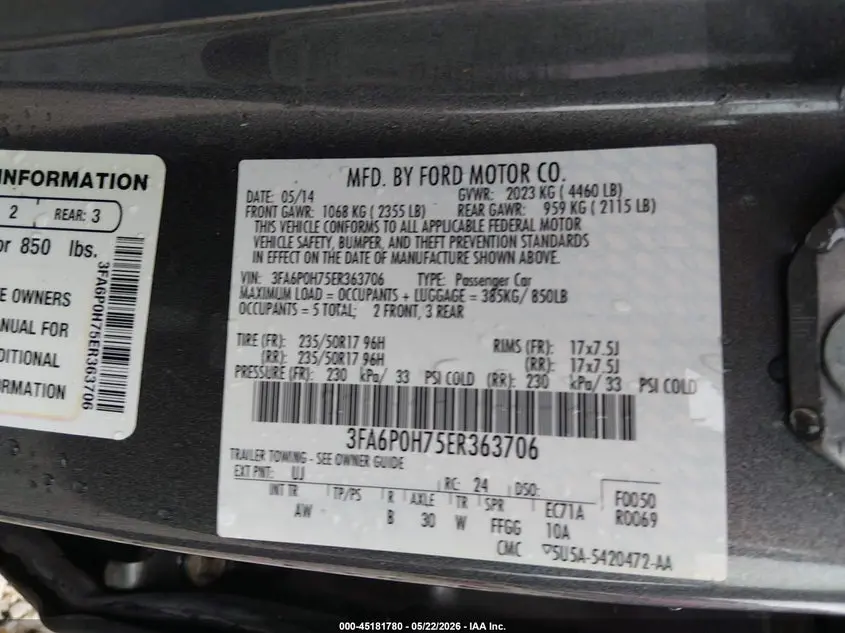 2014 FORD FUSION SE