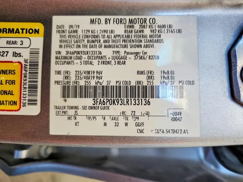 2020 FORD FUSION TITANIUM  
