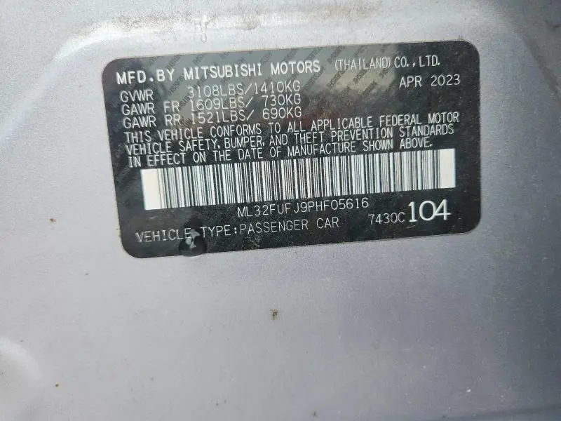 2023 MITSUBISHI MIRAGE G4 ES/G4 LE/G4 BLACK EDITION  