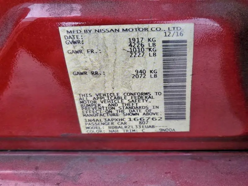 2017 NISSAN ALTIMA 2.5  