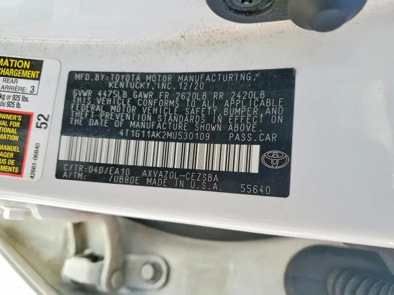 2021 TOYOTA CAMRY SE  