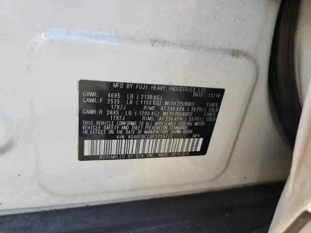 2015 SUBARU OUTBACK 2.5I PREMIUM  