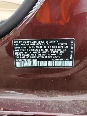 2013 VOLKSWAGEN PASSAT SE  