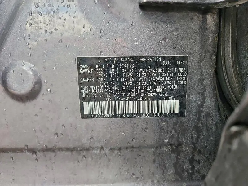 2022 SUBARU ASCENT TOURING  