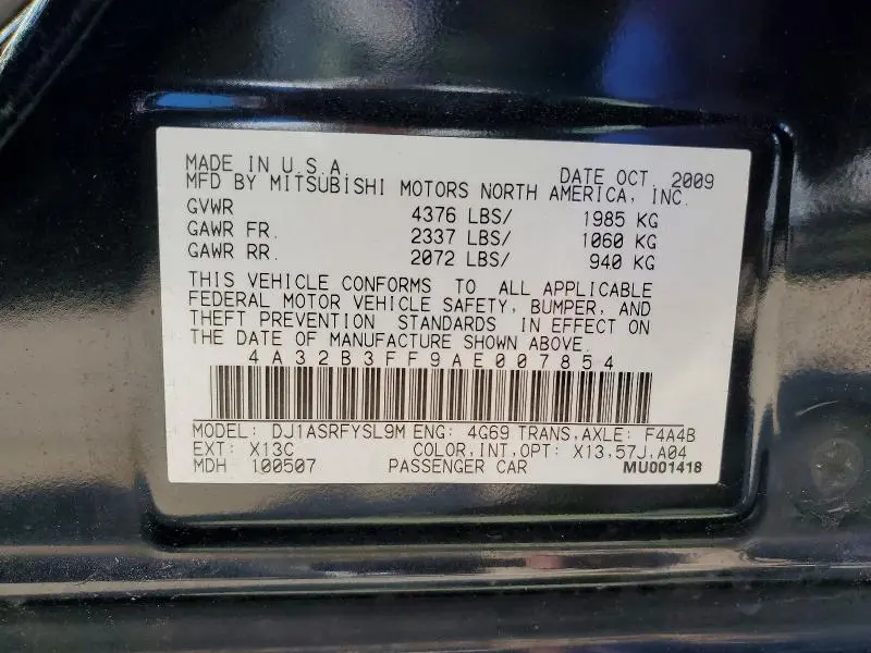 2010 MITSUBISHI GALANT ES  