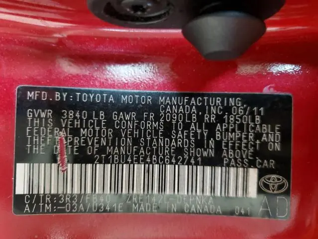 2011 TOYOTA COROLLA BASE  