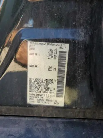 2017 NISSAN ALTIMA 2.5  