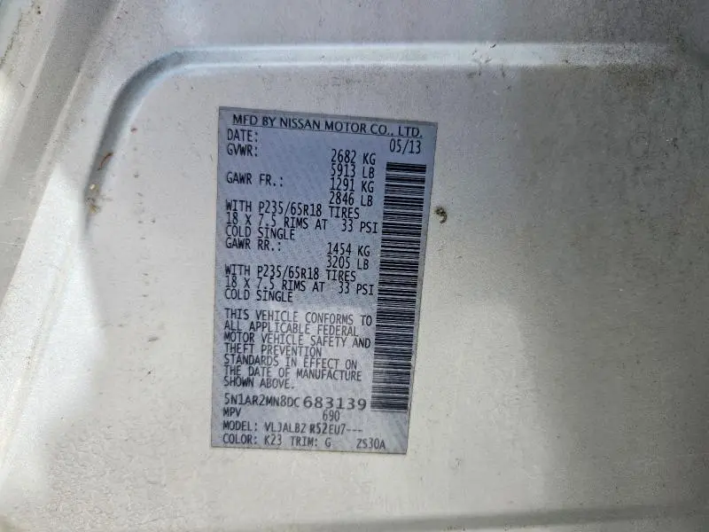 2013 NISSAN PATHFINDER S  