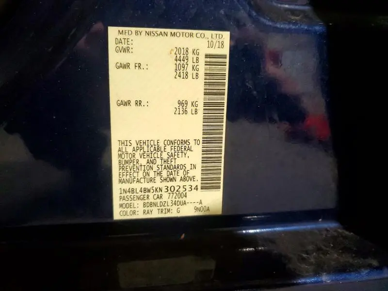 2019 NISSAN ALTIMA S  