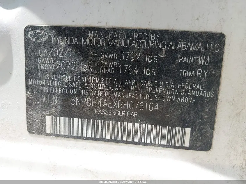 2011 HYUNDAI ELANTRA LIMITED