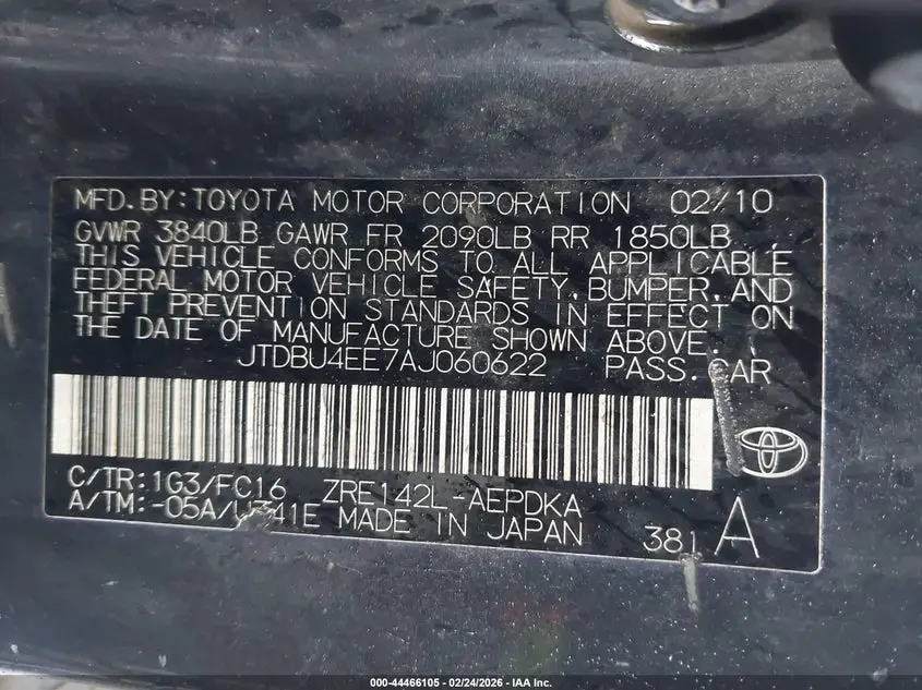 2010 TOYOTA COROLLA LE