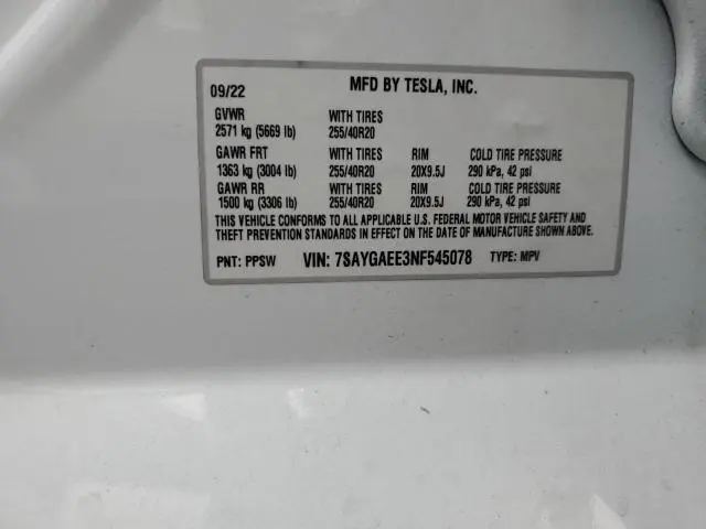 2022 TESLA MODEL Y   