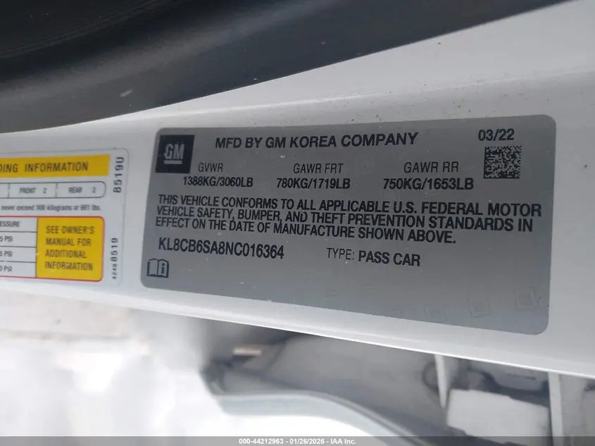 2022 CHEVROLET SPARK FWD LS AUTOMATIC