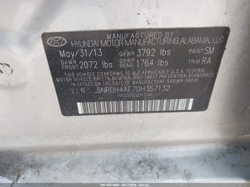 2013 HYUNDAI ELANTRA GLS