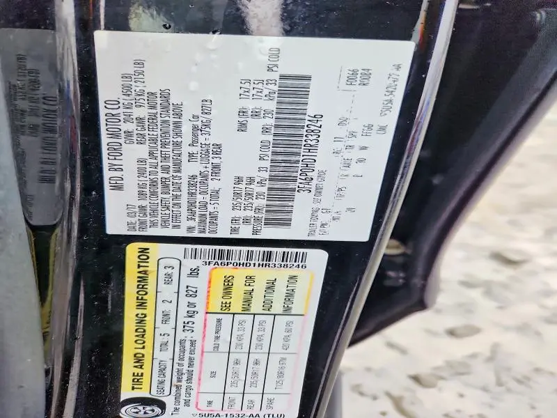 2017 FORD FUSION SE  