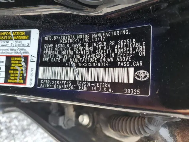 2012 TOYOTA CAMRY BASE  