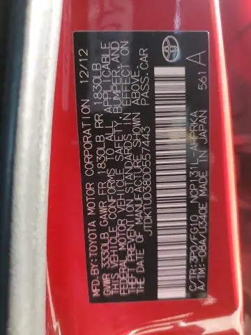 2013 TOYOTA YARIS   