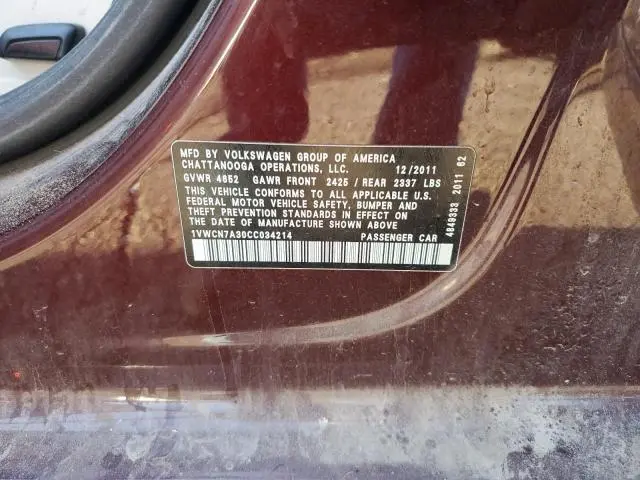 2012 VOLKSWAGEN PASSAT SEL  