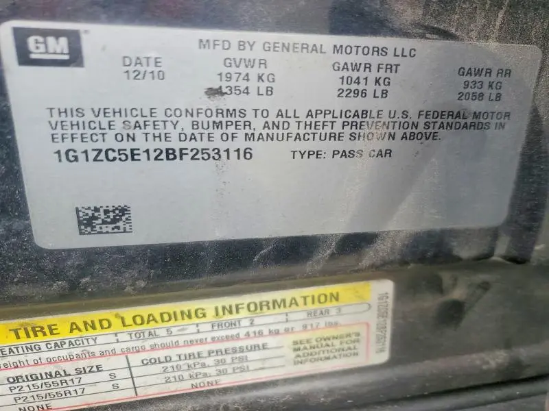 2011 CHEVROLET MALIBU 1LT  