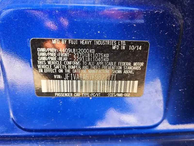 2015 SUBARU WRX   