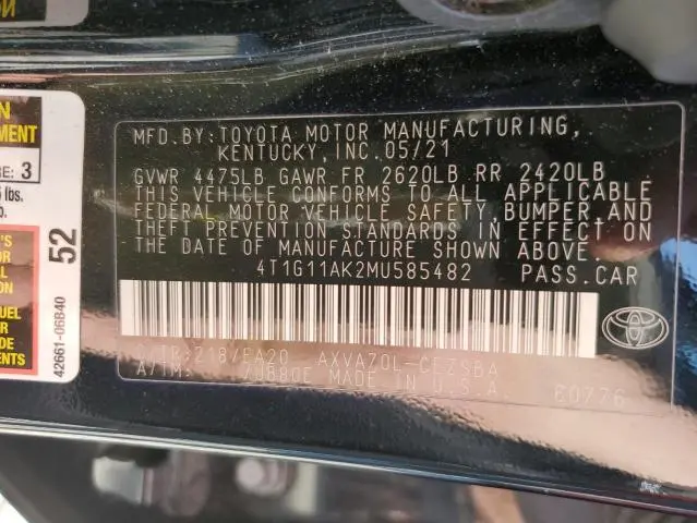 2021 TOYOTA CAMRY SE  