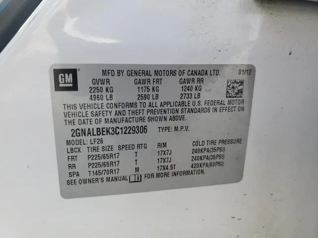 2012 CHEVROLET EQUINOX LS  