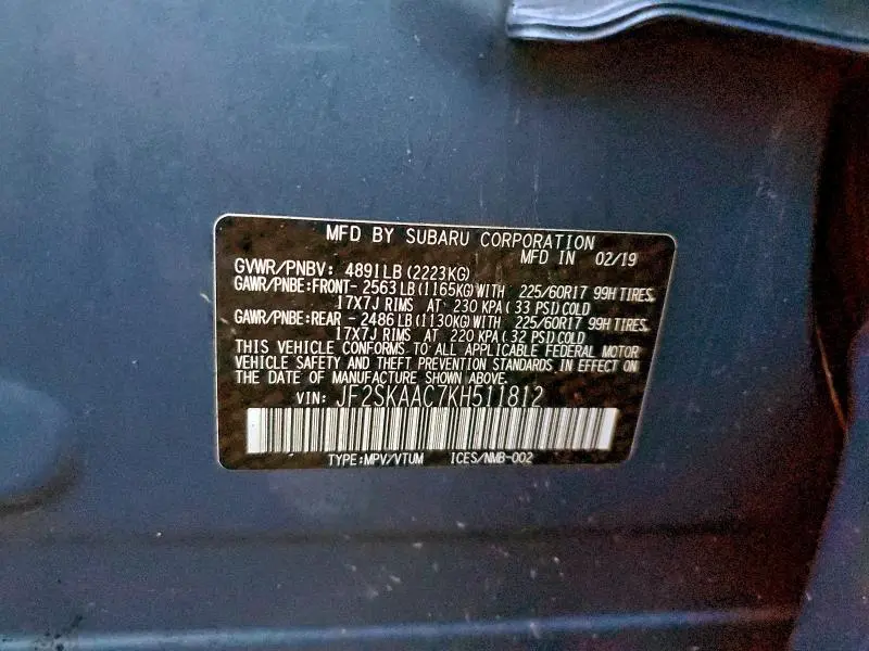 2019 SUBARU FORESTER   