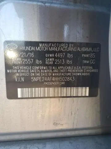 2017 HYUNDAI SONATA SE