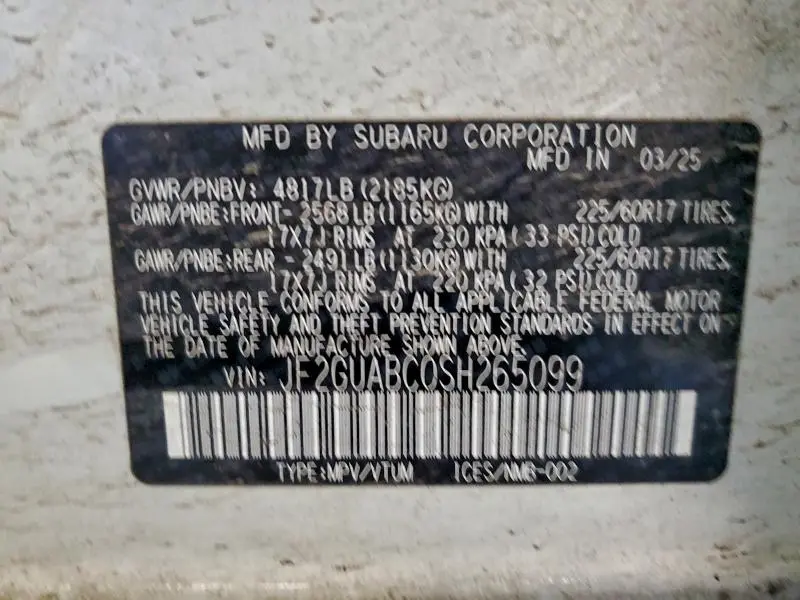 2025 SUBARU CROSSTREK   