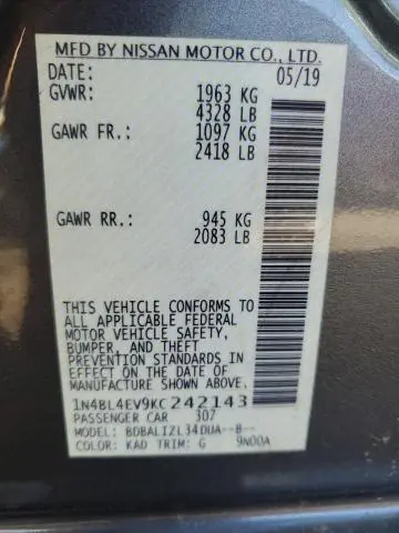 2019 NISSAN ALTIMA SL  