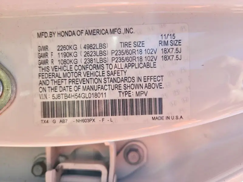 2016 ACURA RDX TECHNOLOGY  
