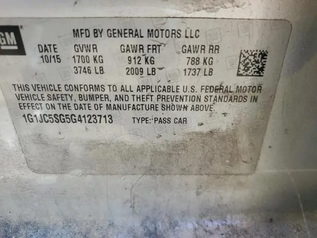 2016 CHEVROLET SONIC LT  