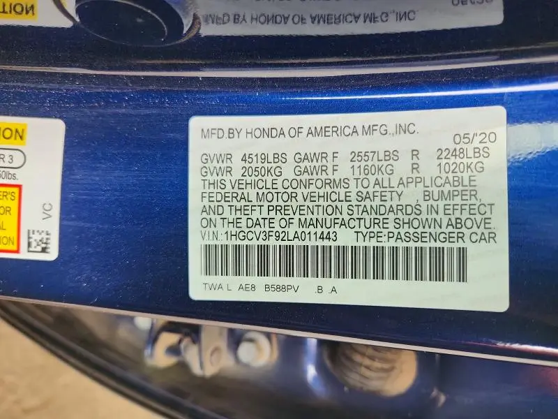 2020 HONDA ACCORD TOURING HYBRID  