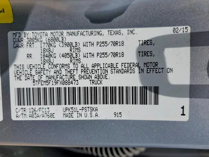 2015 TOYOTA TUNDRA CREWMAX SR5  