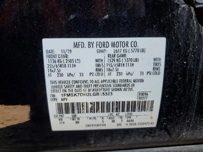 2020 FORD EXPLORER XLT  