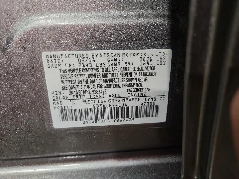 2018 NISSAN SENTRA S  