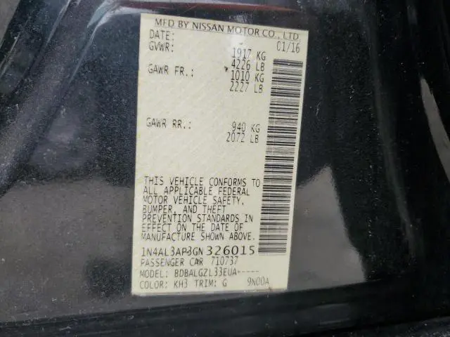 2016 NISSAN ALTIMA 2.5  
