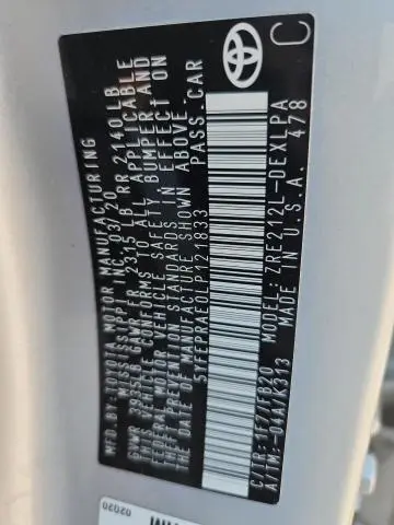 2020 TOYOTA COROLLA LE  