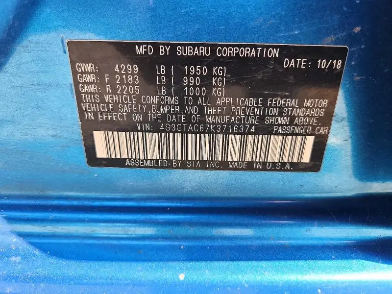 2019 SUBARU IMPREZA PREMIUM  