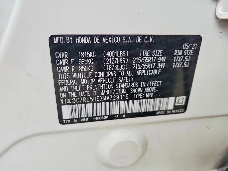 2021 HONDA HR-V EX  