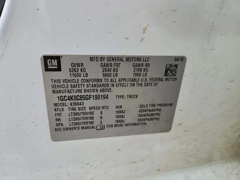 2016 CHEVROLET SILVERADO K3500 LTZ  