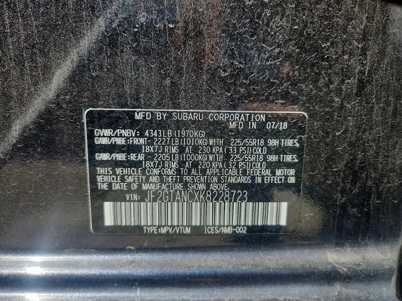 2019 SUBARU CROSSTREK LIMITED  
