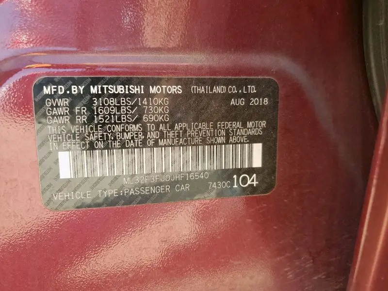 2018 MITSUBISHI MIRAGE G4 ES