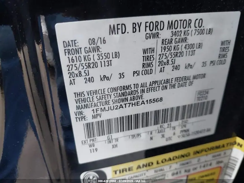 2017 FORD EXPEDITION LIMITED