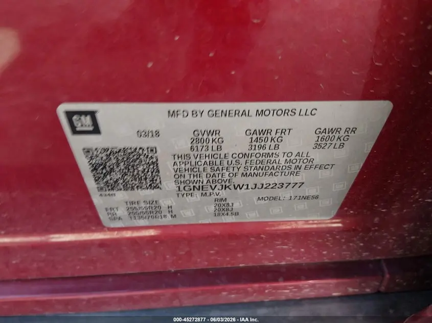 2018 CHEVROLET TRAVERSE PREMIER