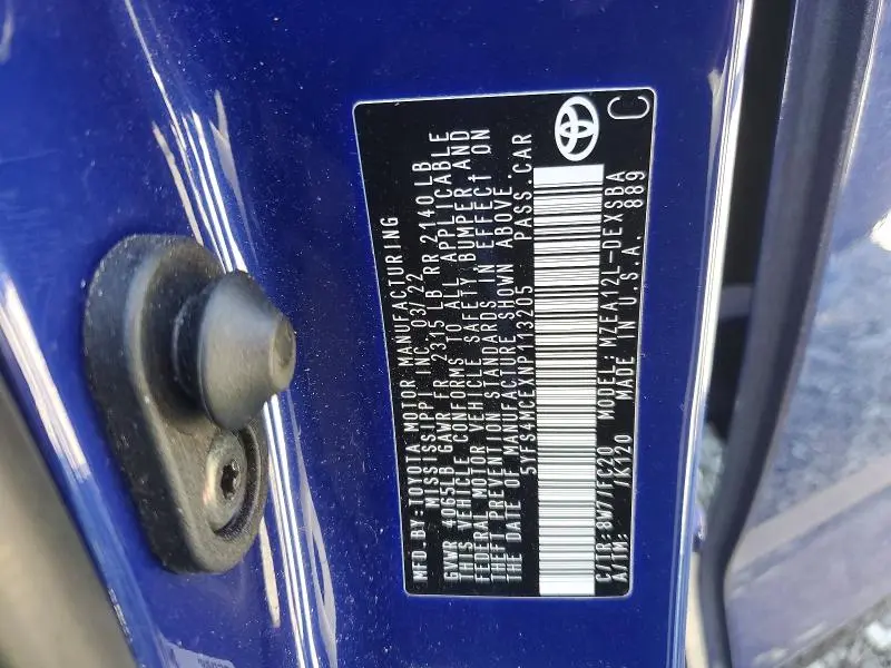 2022 TOYOTA COROLLA SE  