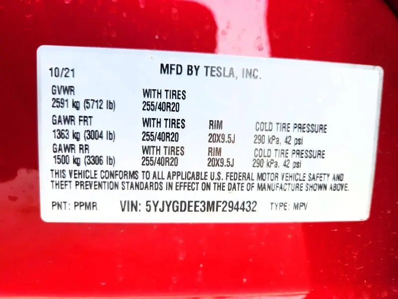 2021 TESLA MODEL Y   
